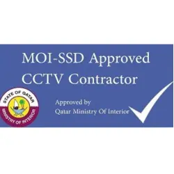 Official MOI‑SSD badge showing approval for licensed CCTV integration in Qatar.